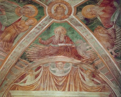 God the Father at the Cornerstone, Christ Blessing, on the Ceiling, God the Father Blessing by Benozzo di Lese di Sandro Gozzoli